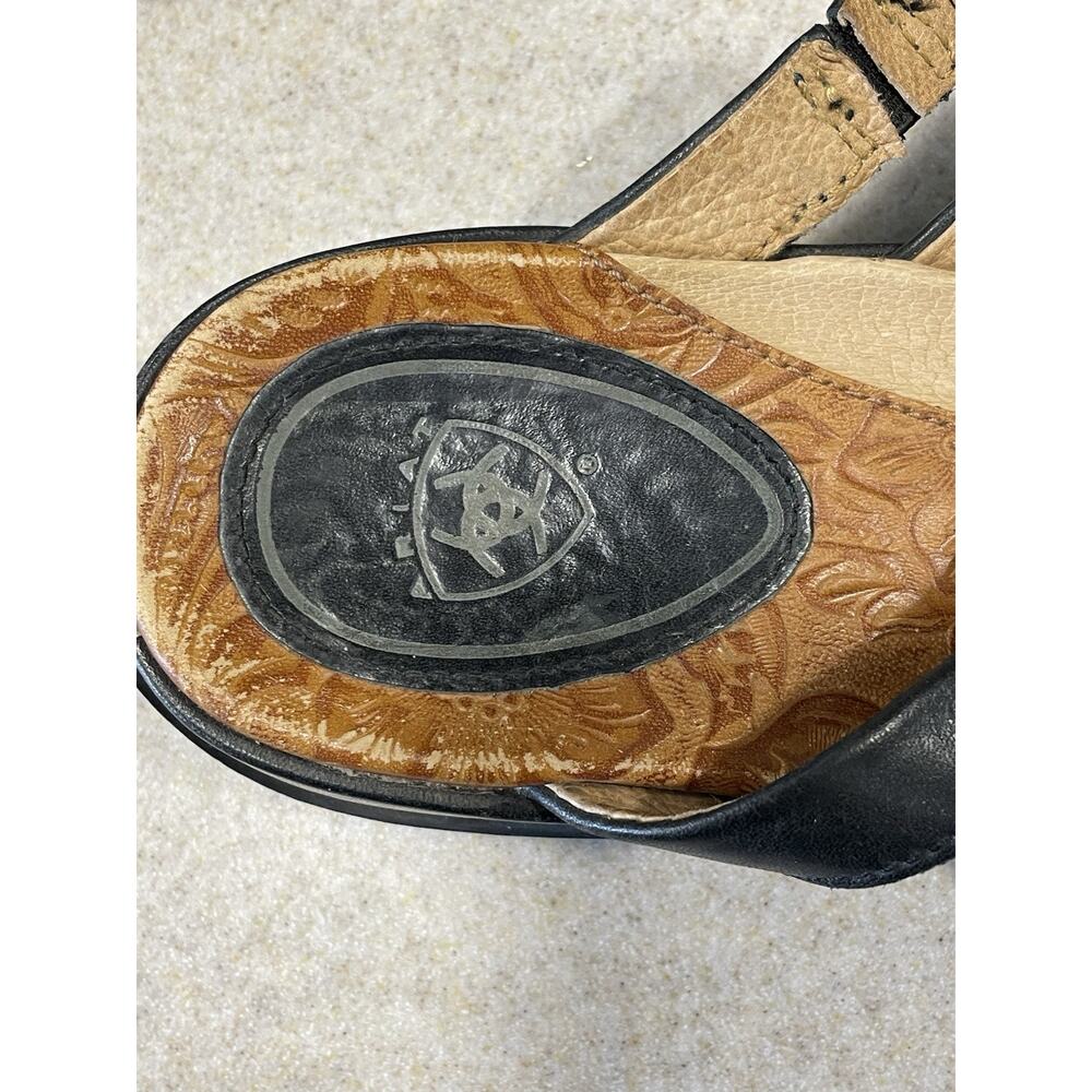 Ariat Women's Size 7.5 B -Slide Sandals Leather W/Floral-Embossed Footbeds - Picture 9 of 11